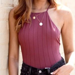 Free People Bridget Bodysuit Wine Strappy. NWT! Sz XS/S